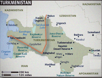 EL POZO DE DAVARZA O CRATER DE DAVARZA ( PUERTA DEL INFIERNO) Turkmenistan-webmap
